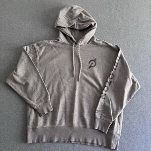 Peloton Men's Hoodie Size L Gray Pullover Logo‎ Drawstring Activewear Cotton